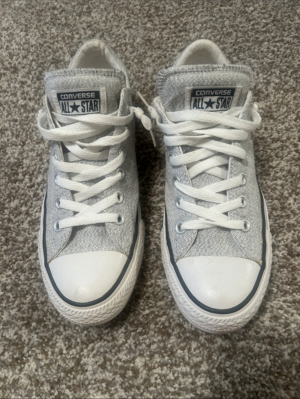 Converse Low-Top Sneakers in Light Gray and White